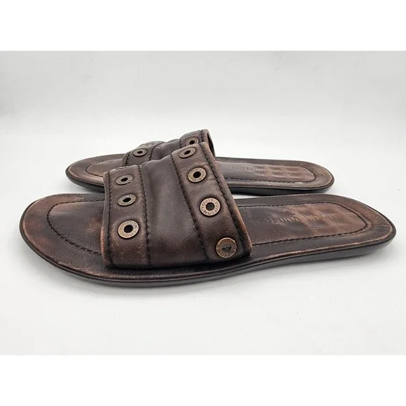 Louis Vuitton Brown Leather Studded Sandals Mens Please Read Description - Picture 7 of 8